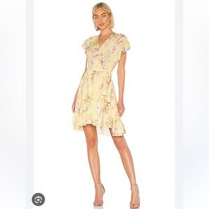 RAVN x Revolve Yellow Floral  Wrap Dress size Small